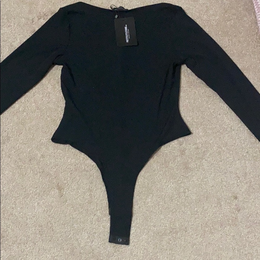 Black Ribbed Long-Sleeve Shape Bodysuit - Picture 6 of 13